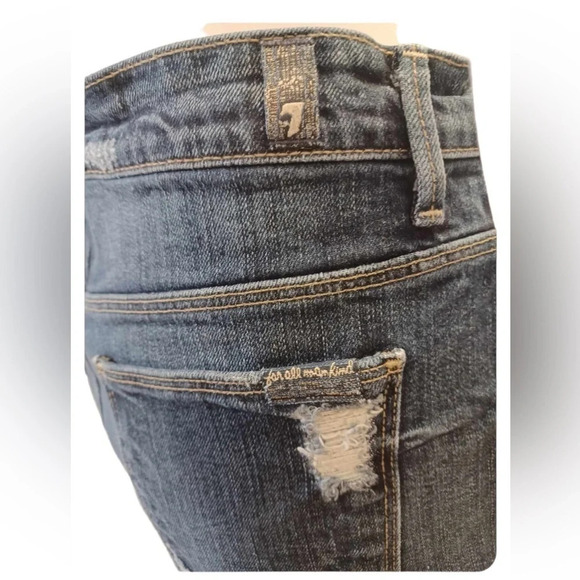 7 for all mankind Distressed Medium Wash Denim Pencil Skirt  Size 29 - Picture 6 of 11